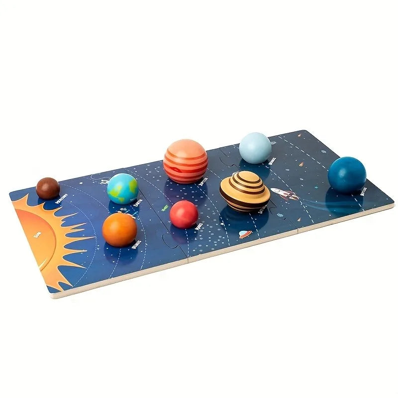 Wooden Planet Model, Eight Planets in Space, Planetary Recognition, Scientific Exploration Toys, Universe Planet Simulation Toys for Children to Reveal the Mysterious Veil of the Solar System, Interactive Education Toys for G