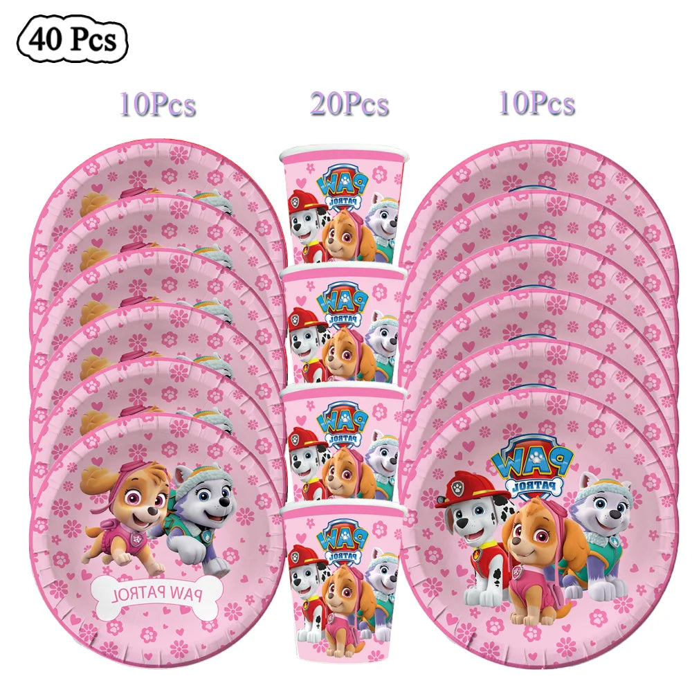 Paw Patrol Birthday Decorations Dogs Skye Disposable Tableware Party Package Tablecloth Kids Favor Childrens Party Supplies