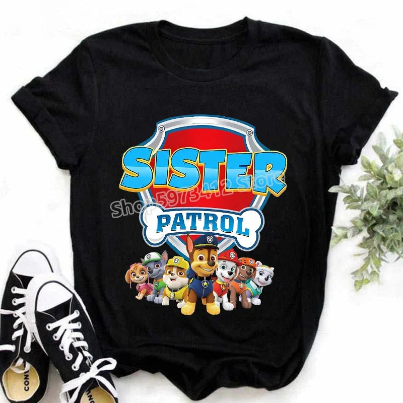 Paw Patrol Summer Tops Cotton T-shirt White Shirt Print Women Cartoons Fashion Black Clothes Man Adult Tee Short Sleeve Clothing