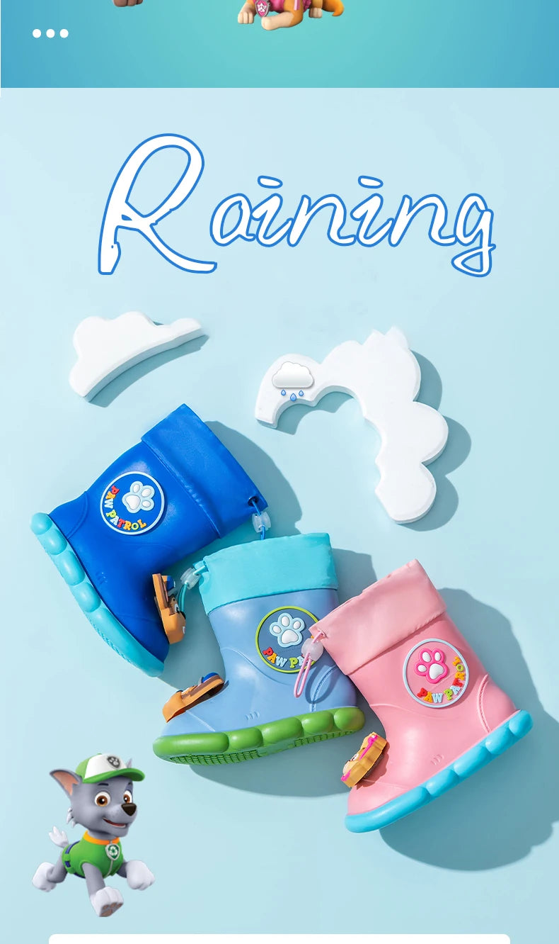 PAW PATROL Pvc Waterproof Rain Boots For Baby Boys And Girls Kid's Outdoor Comfortable Casual Shoes