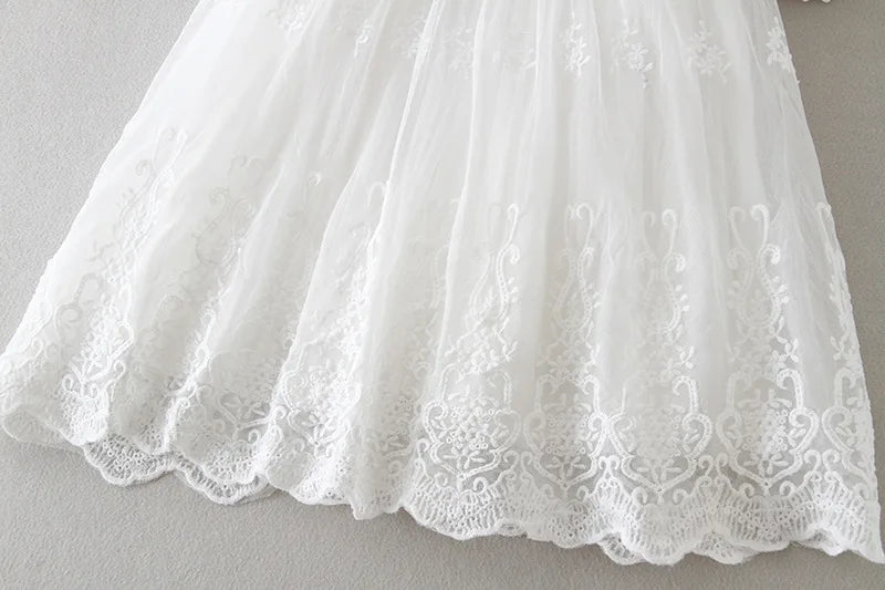 0-2 Years Children Lengthen Lace Christening Dress Baby Girls Infant Toddler Wedding Dress Little Girls White  Baptism Dress