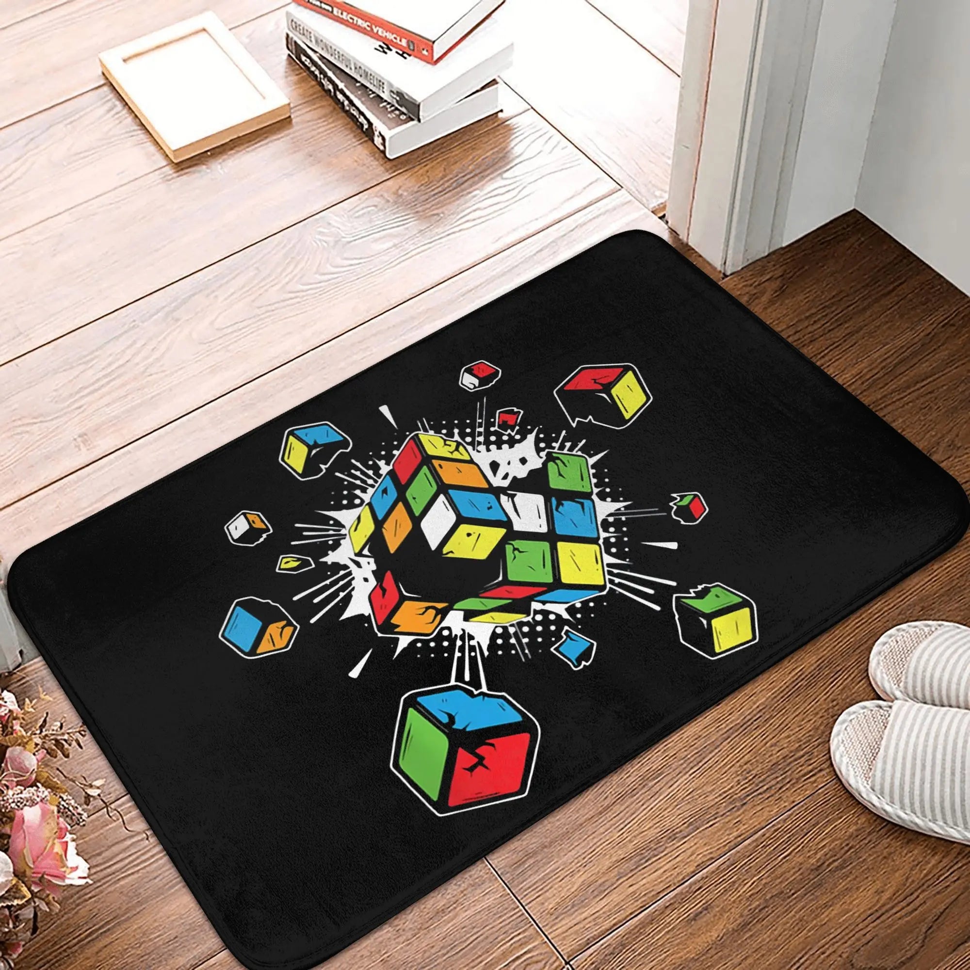 Math Rubiks Cube Floor Door Kitchen Bath Mat Anti-Slip Indoor Geek Teacher Gift Doormat Toilet Entrance Carpet Rug