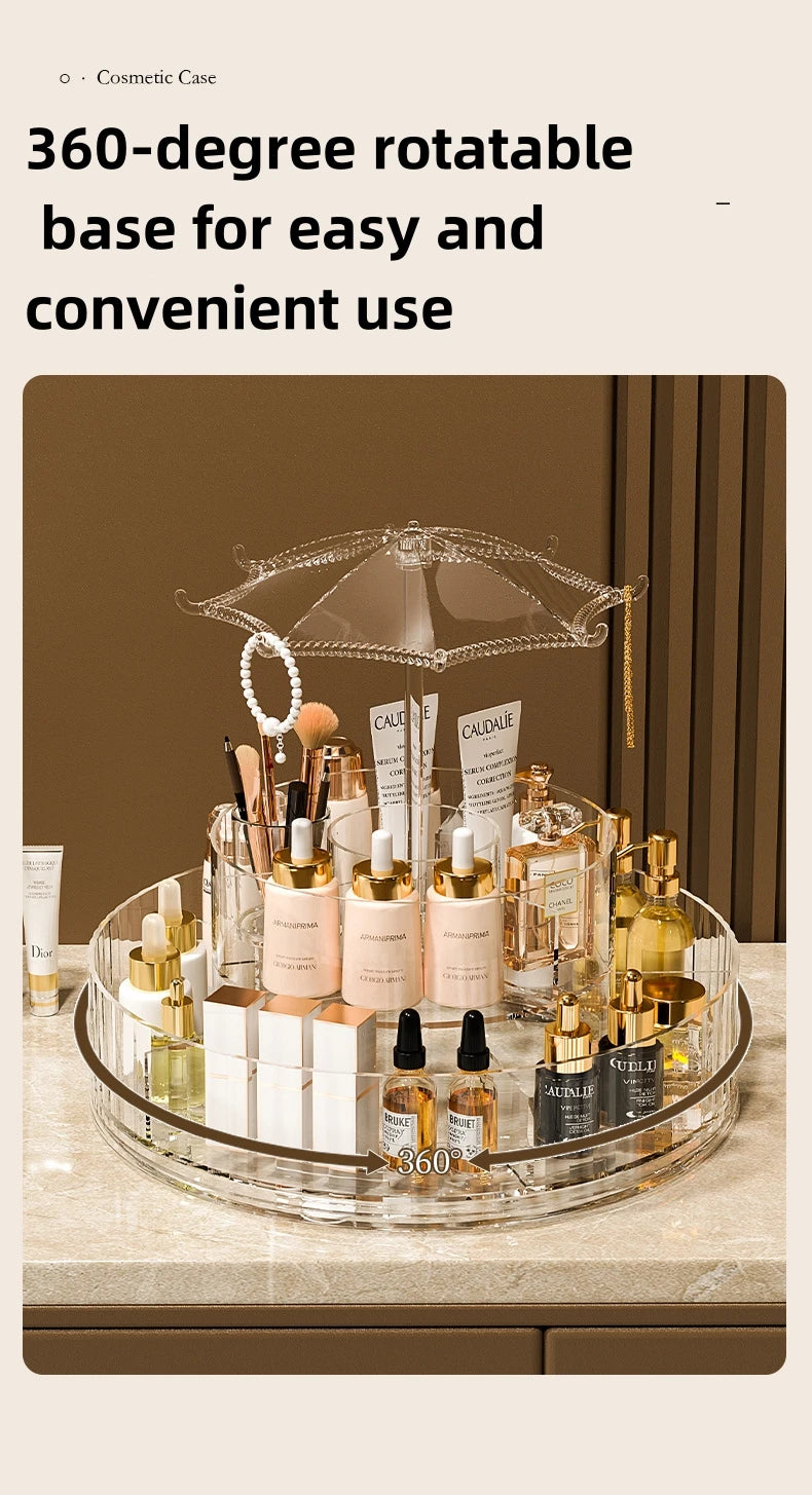 New Rotatable Cosmetic Organizer Storage Box Acrylic Transparent Skin Care and Make Up Desktop Organizers Cosmetic Storage