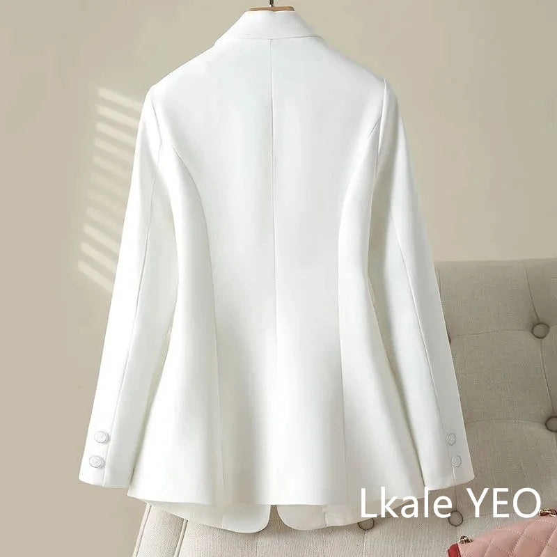 Women's Blazer Coat 2024 Spring Autumn Loose Occupation Ladies Outerwear Versatile Design Sense Fashion Female Suit Jacket