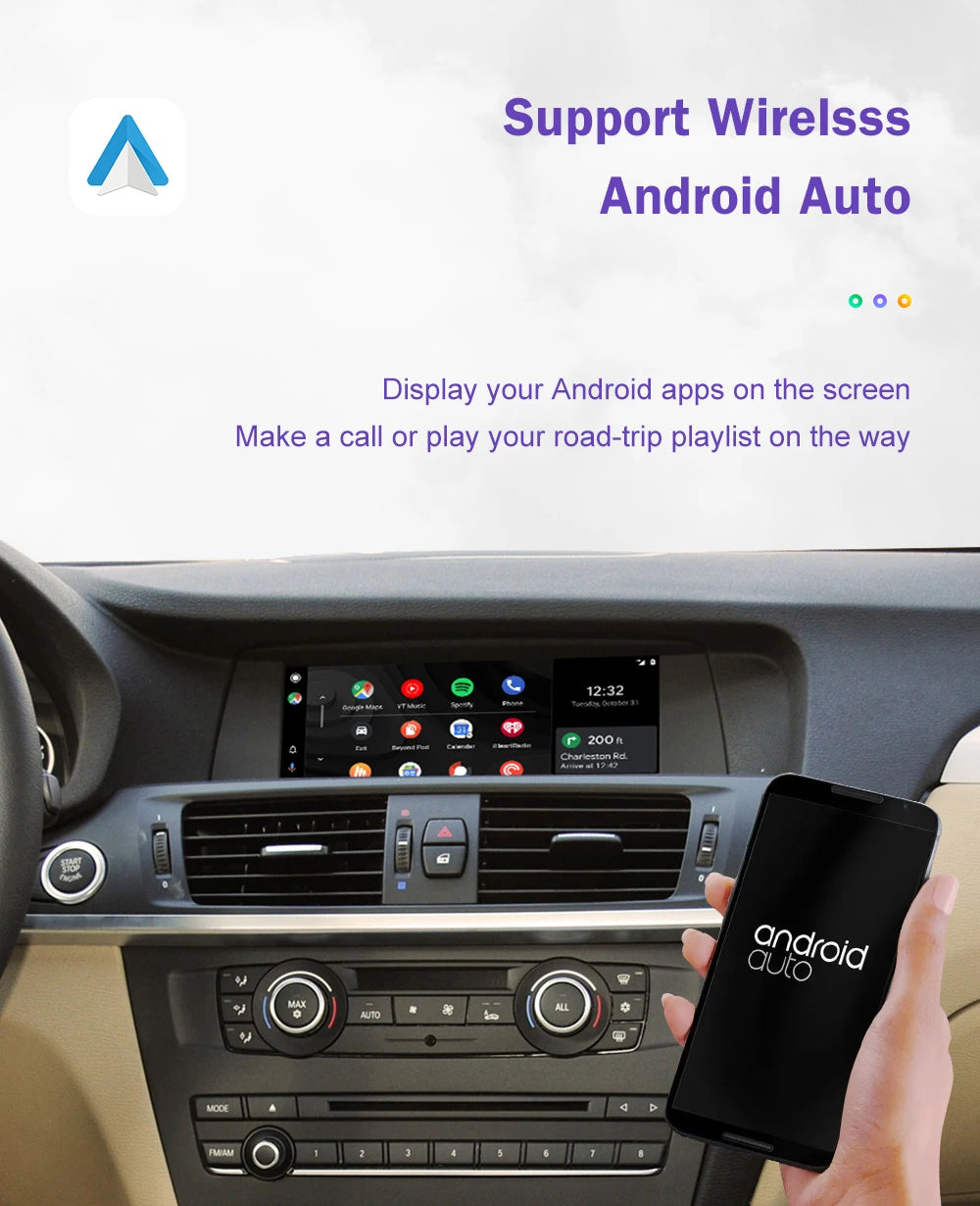 Road Top Wireless CarPlay for BMW X3 F25 G01 X4 F26 CIC,NBT,EVO System 2011-2020, with Android Mirror Link AirPlay Carplay Kits