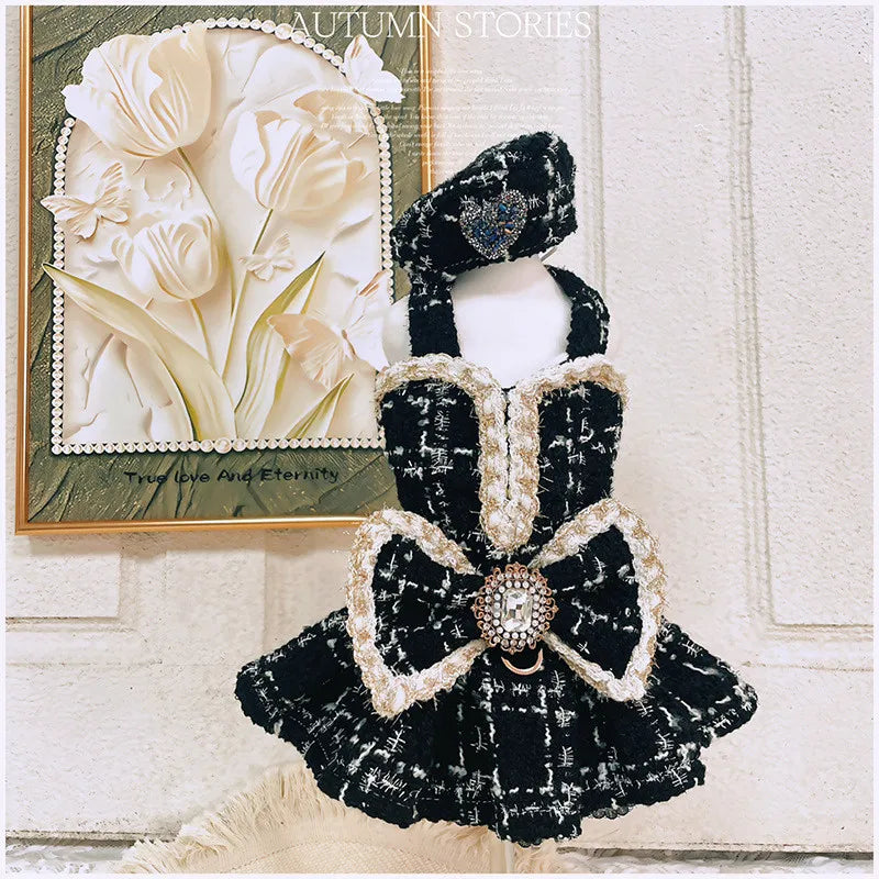 Luxury Brand Classic Thickened Pet Dress Autumn Winter Custom-Made Exquisite Dog Coat Skirt Thickened