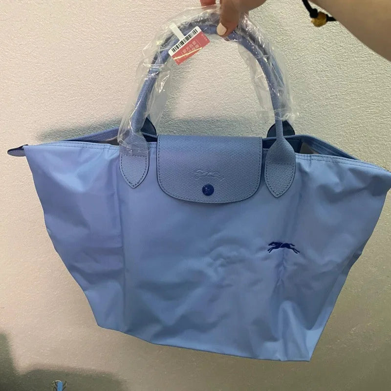 1 Women foldable hobos nylon Handbag Bags Classics Lady Tote Bag embroidered Shoulder Bags short and longchamp handles bags