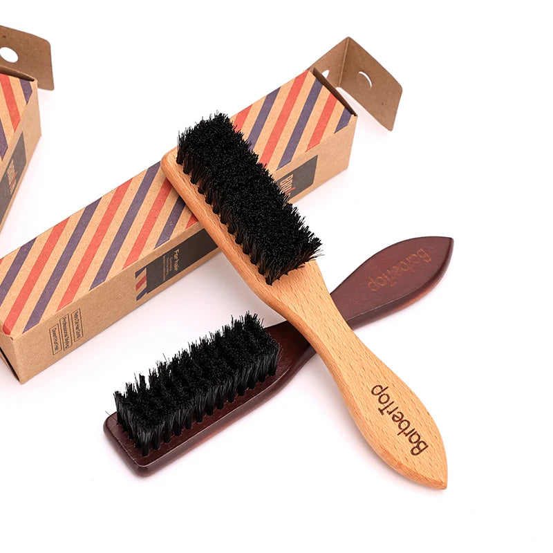 Barbertop Men Barbe Brosse Poignée boisée Brosse de nettoyage de cheveux doux Cheveux cassés