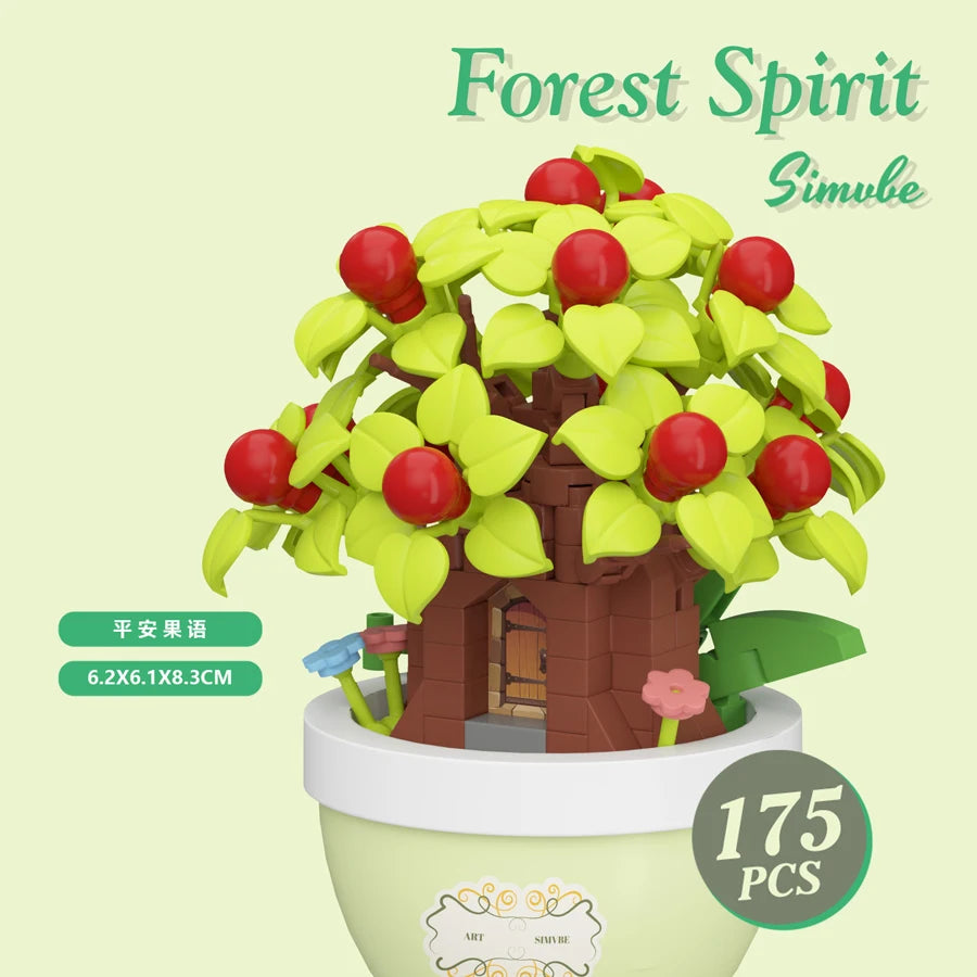 Colorful Forest Spirit Micro Building Blocks Plastic Potted Plants Educational Kids Toys New Year Decor Thanksgiving Day Gifts