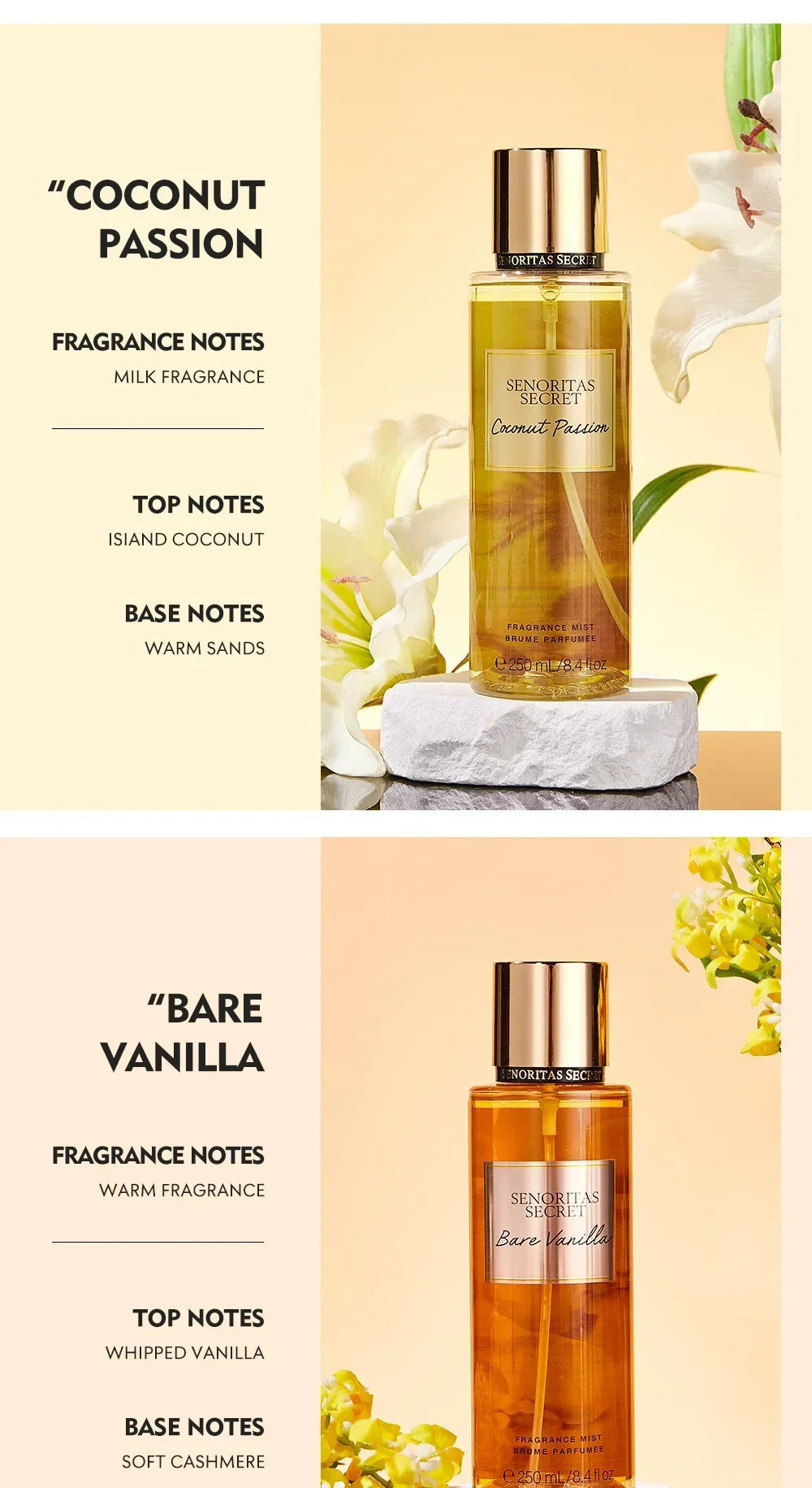 Parfum de fruits à fleurs thaïlandaises Parfum à la vanille pour femmes Parfum de rendez-vous longue durée Good Girl Parfume Body Spray Floral Mist 250ml