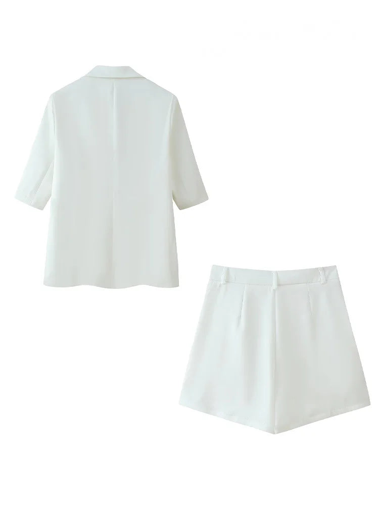 Ensemble 2 pièces revers simple boutonnage a manches courtes