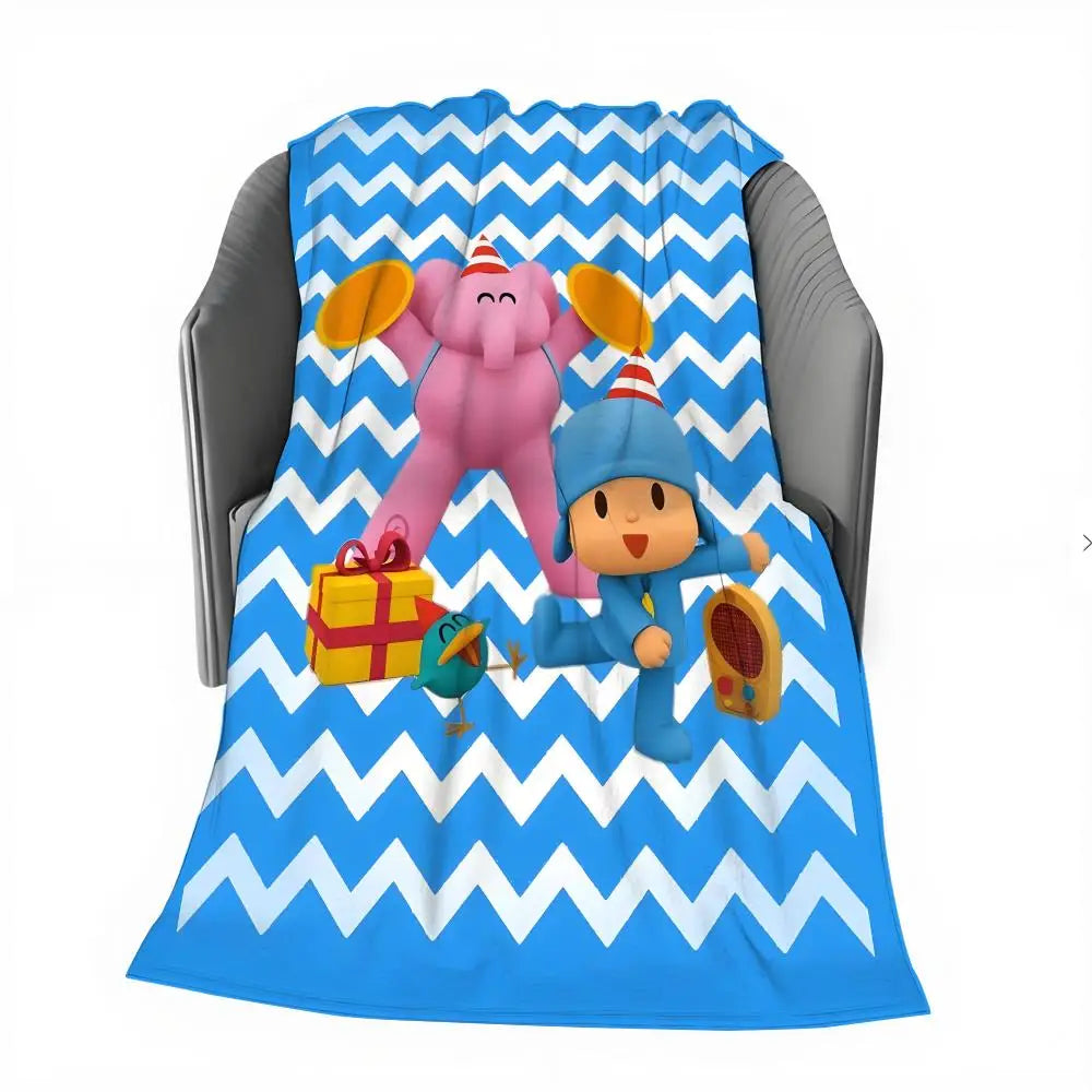 Plush Dolls P-POCOYO  Throw  Blanket Aesthetic Art Flannel Blanket Portable Home Travel Camping Sofa Picnic Thickening Flannel B