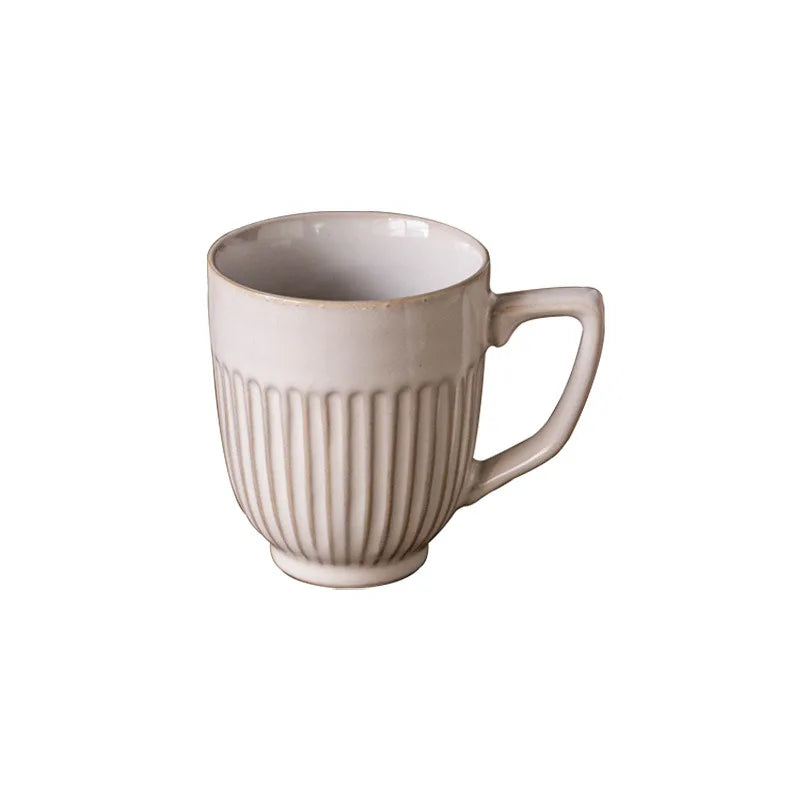Vintage Mug  Simple Vertical Embossed Ceramic Water Cup High Aesthetic Ceramic Household Cup Couple Cup  Coffee Cup