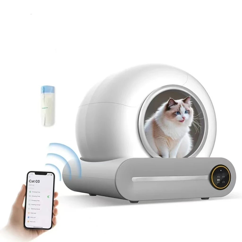 Smart Self Cleaning Cat Litter Box 65L Extra Large Closed Automatic Cat Toilet App Control Cat Litter Tray Arenero Gato for Cats