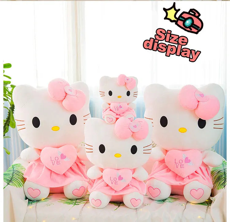 55cm Sanrio Hello Kitty Cat Plush Toys Cartoon KT Cat Plushie Doll Big Size Stuffed Anime Pillow Birthday Gifts For Kids Girls
