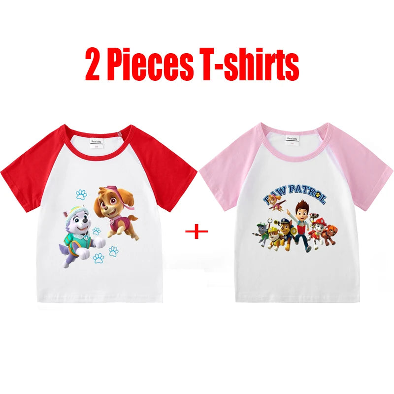 Children's PAW Patrol T-Shirt Kids Clothes Boys Girls Summer Cartoon Tops Short Sleeve Clothes 100% Cotton Baby Clothing
