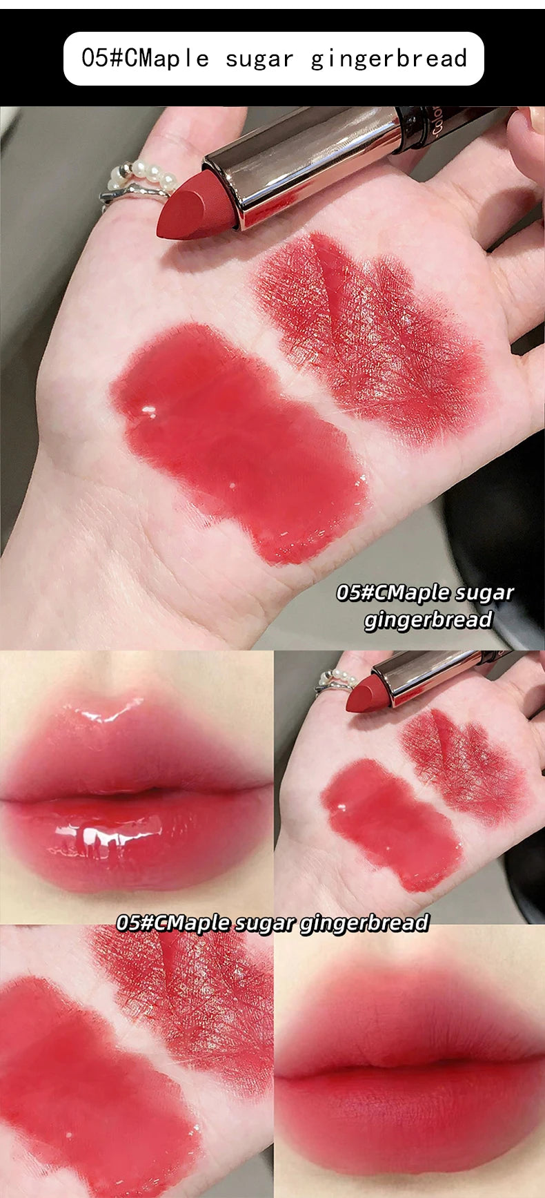 Gege Bear Double-ended Lipstick with Lip Oil for Moisturizing and Hydrating Layered Color-developing Long-lasting Lipstick