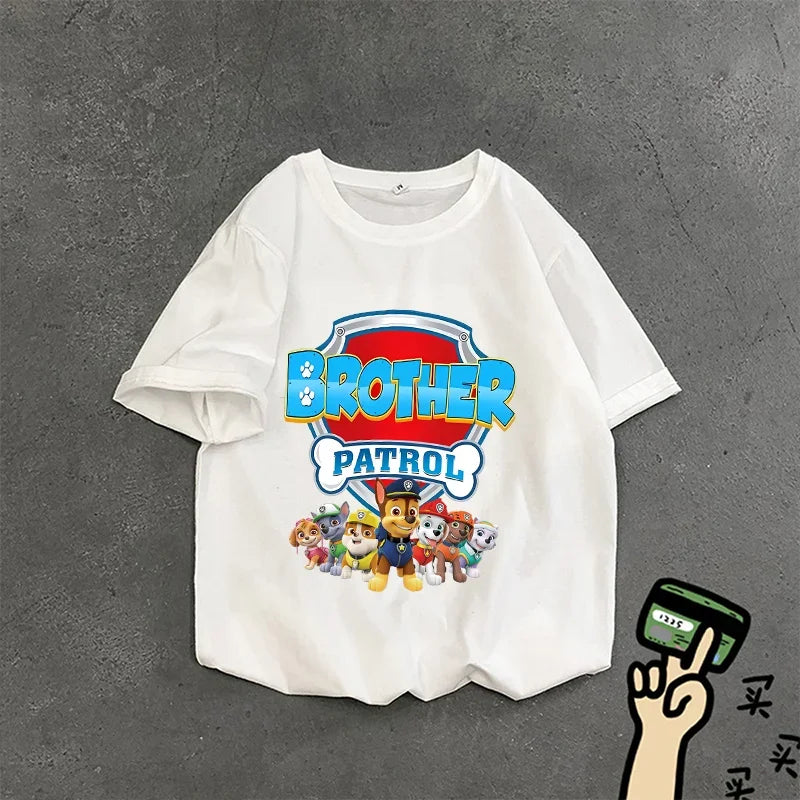 Paw Patrol Summer Tops Cotton T-shirt White Shirt Print Women Cartoons Fashion Black Clothes Man Adult Tee Short Sleeve Clothing