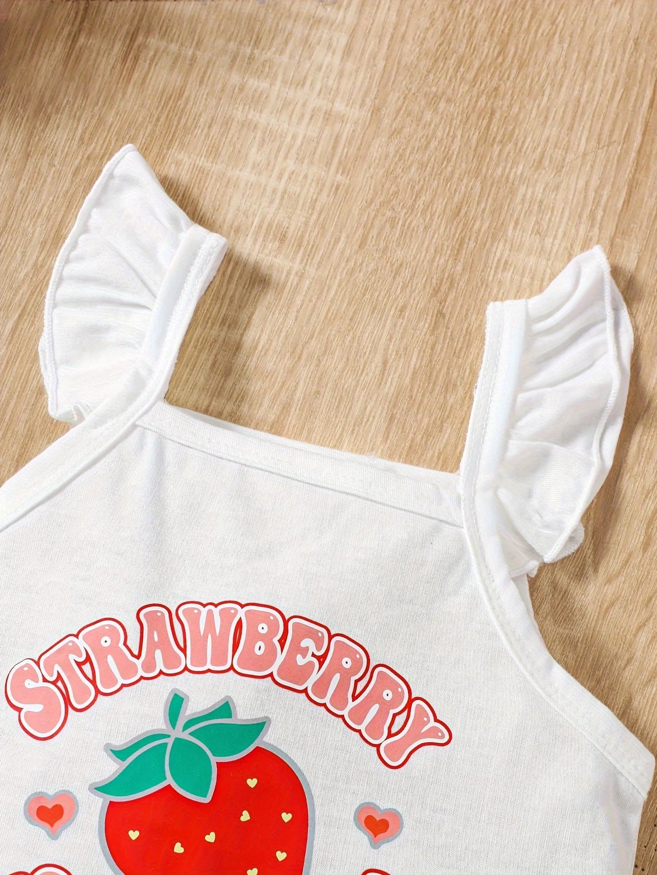 A 5-Piece Summer Refreshing And Soft One-Piece Dress A Cute Baby Girl With Fruit Print Flying Sleeves And Halter Tops