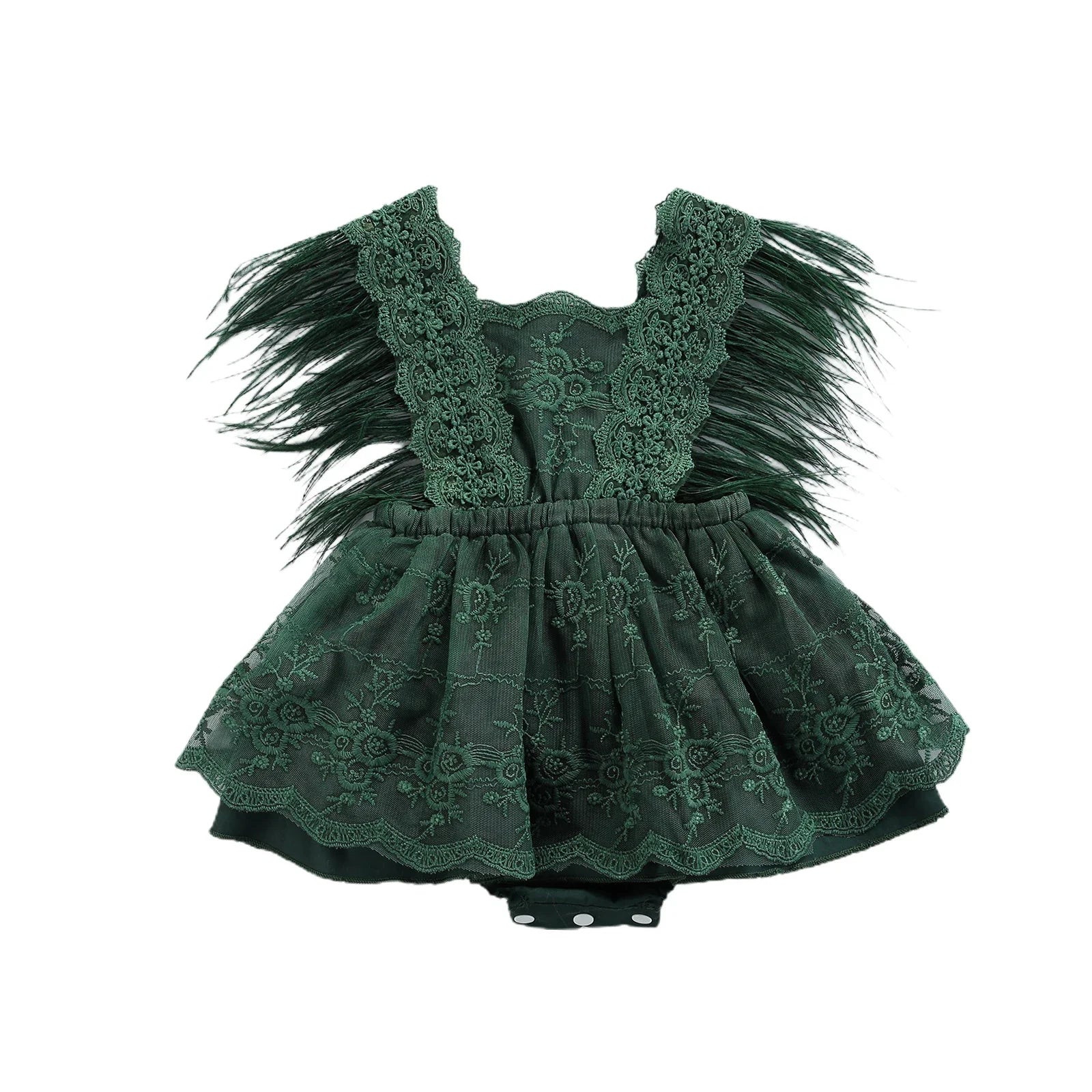 Baby Girls Romper Dress Feather Tassel Sleeveless Lace Tulle Tutu Dress Casual Summer Toddler Baby Clothes 0-24M