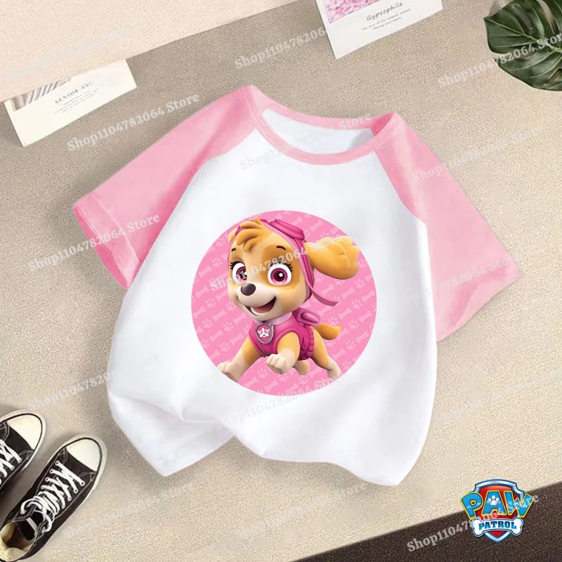 PAW Patrol T-shirt Children Clothing Chase Skye Cartoon Anime Short Sleeve Boy Girl Kawaii Fashion Tee Cute Kid Home Clothes Top