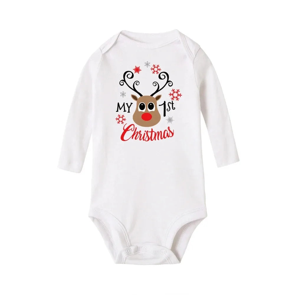 My First Christmas Baby Romper Long Sleeve Autumn Sprint Warm Baby Bodysuits Boys Girls Unisex Tee Shirts Casual Ropa