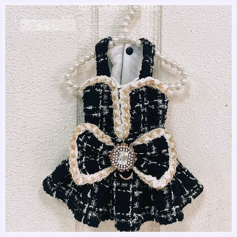 Luxury Brand Classic Thickened Pet Dress Autumn Winter Custom-Made Exquisite Dog Coat Skirt Thickened