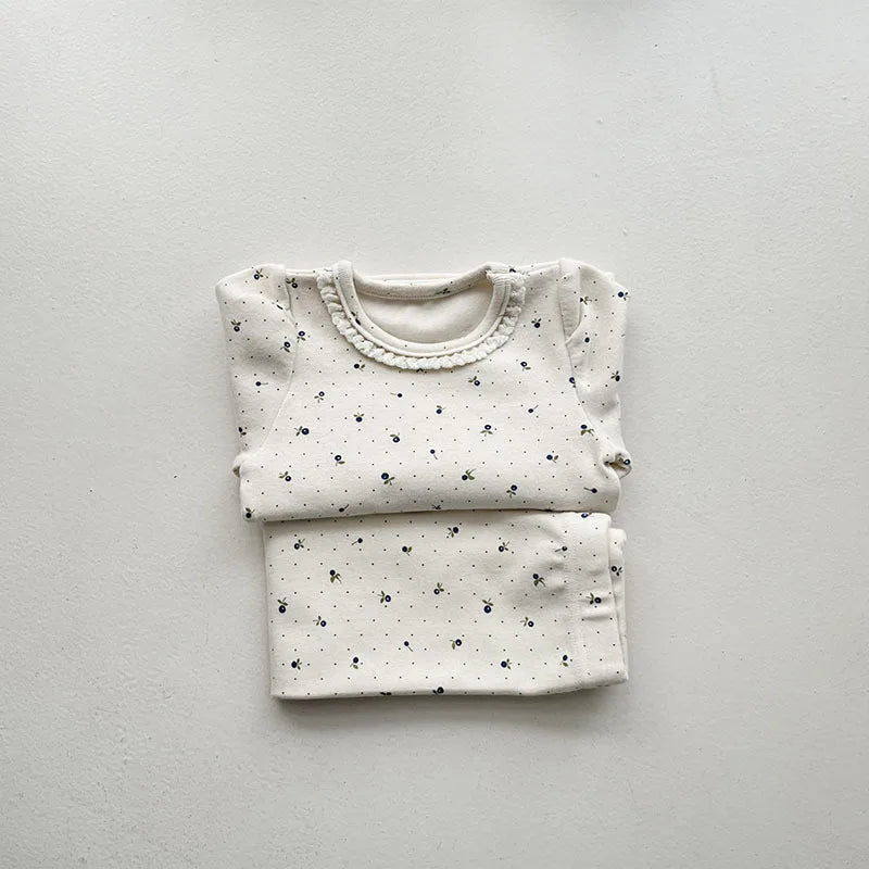 2025 Spring New Baby Long Sleeve Clothes Set Infant Floral Tops + Pants 2pcs Suit Cotton Baby Home Clothing Boys Girl Outfits