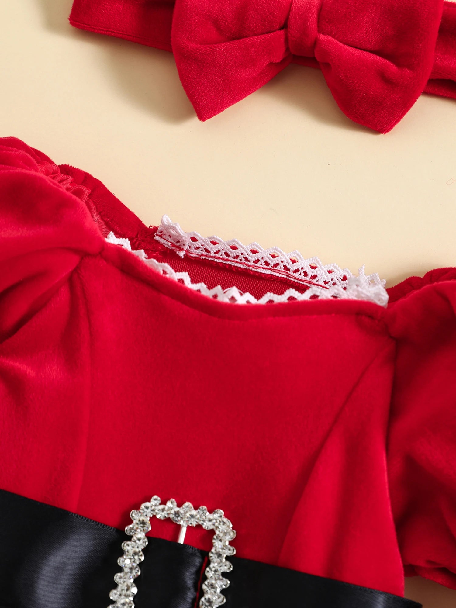 Baby Girls Rompers Dress Christmas Clothes Patchwork Sequins Stars Moon Skirt Hem Long Sleeve Toddler Bodysuits with Headband