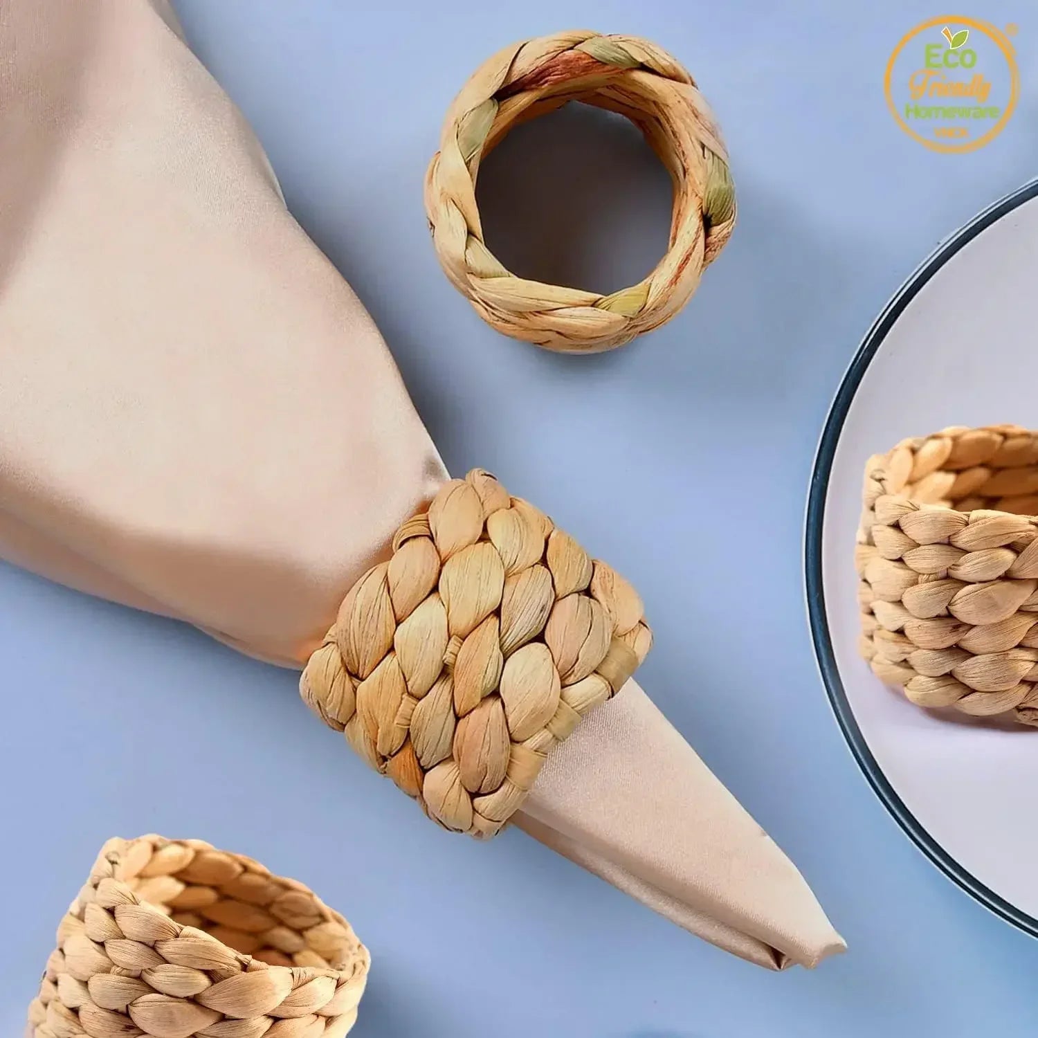 1/6/12PCS Round Napkin Rings Hand-Woven Watercress Napkin Rings Easter Thanksgiving Christmas Table Decorations