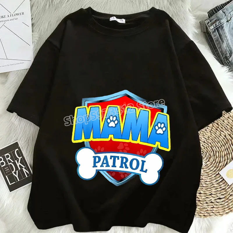 Paw Patrol T Shirts Mom Dad Cotton Tee Summer Short Sleeve Men Women Family Matching Clothes PAPA MAMA Birthday Party Funny Gift