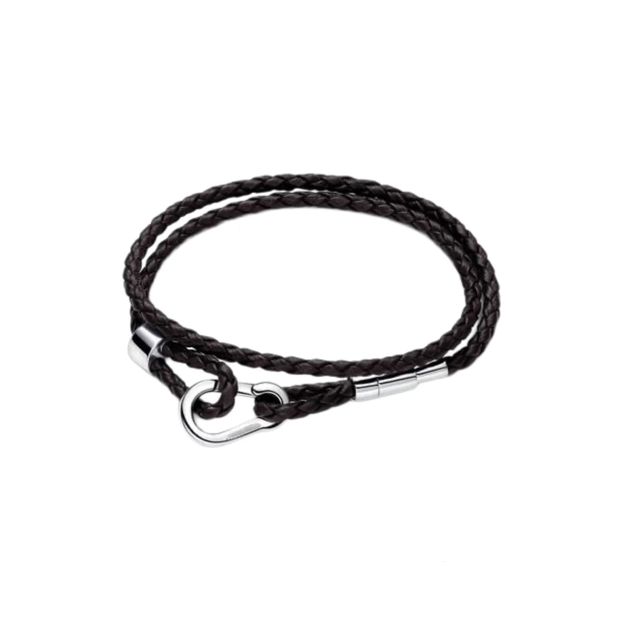 Original 925% sterling silver fashionable leather heart-shaped circular buckle charm bracelet for women DIY jewelry special gift