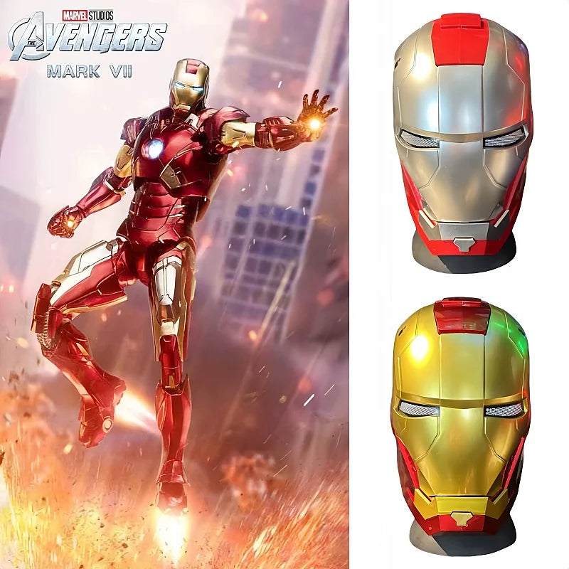 Marvel Iron Man Merchandise Helmet Mk5 Wearable Collectible Toy With Light Emitting And Manual Opening/Closing Feature Boys Gift