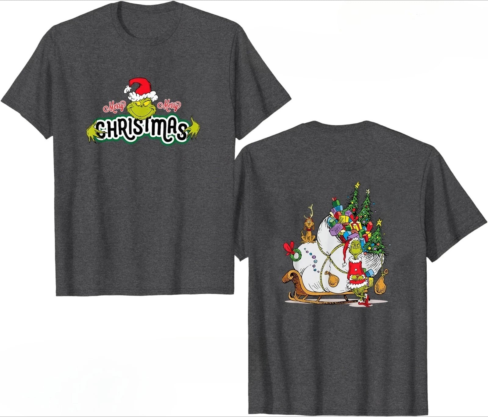 2025 Grinch Hugs Christmas Sleigh TShirt - Multicolors Size S-4XL High-end Luxury Is for Both Men and Women Top Y2k Summer
