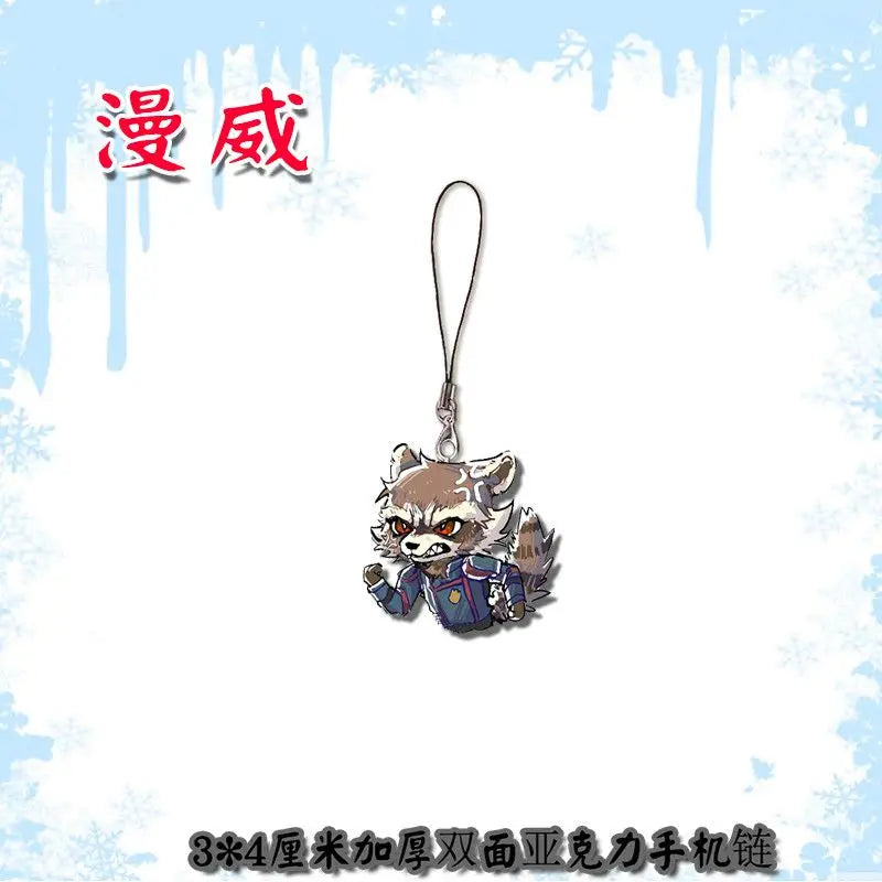 Marvel: Spider-Man Iron Man Doctor Strange cartoon Q version double-sided acrylic mobile phone chain pendant backpack decoration