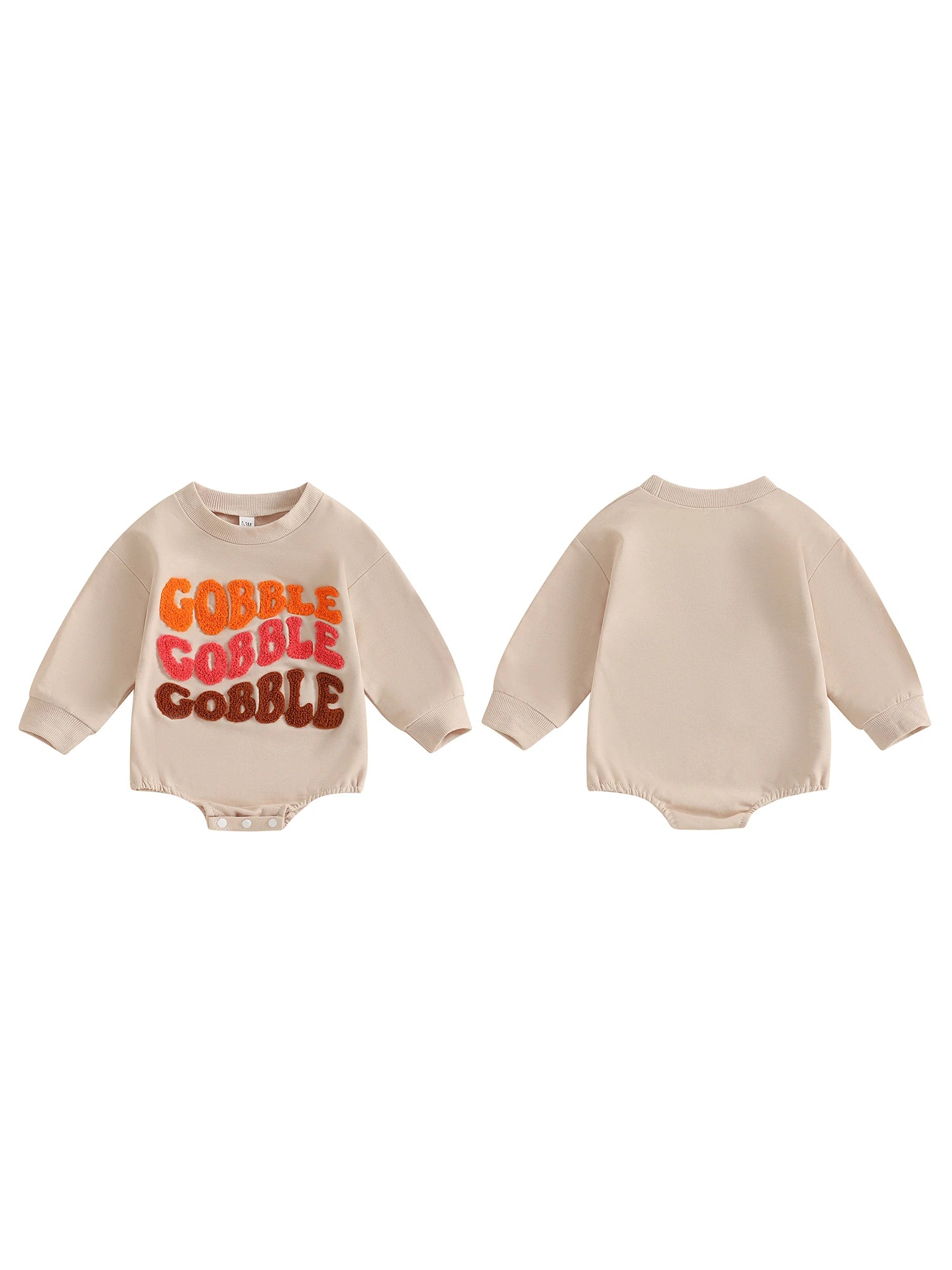 Thanksgiving Baby Romper with Embroidered Letters Long Sleeve Crew Neck Jumpsuit for Boys and Girls - Adorable Bubble