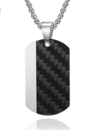 Two-tone Dog Tag Pendent Necklace for Men Stainless Steel Necklace Party Jewelry