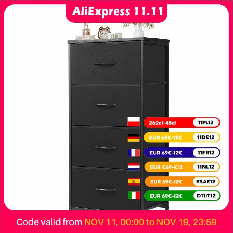 JIAN-Armoires de salon en tissu, 4 couches avec armoire, cadre en acier, assemblage de Cisco pour vêtements, armoire de rangement de meubles