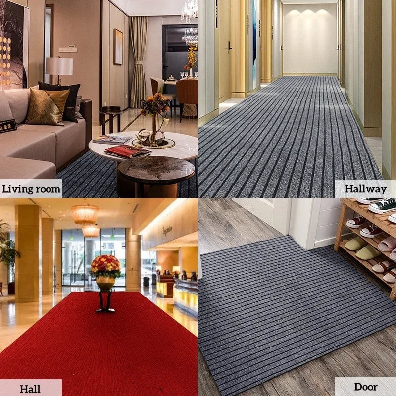 Shearable Striped Entrance Door Floor Mat PVC Anti-slip Dirt Resistant Kitchen Rugs Hallway Office Corridor Decoration Carpets