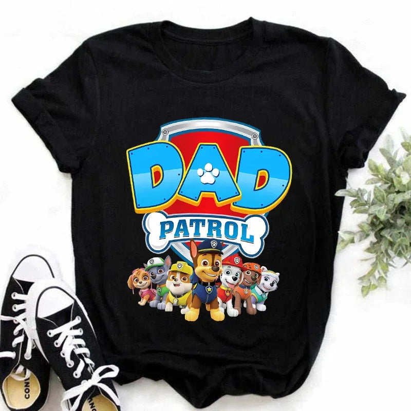 Paw Patrol Summer Tops Cotton T-shirt White Shirt Print Women Cartoons Fashion Black Clothes Man Adult Tee Short Sleeve Clothing