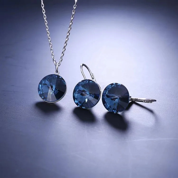 Silver Color Bella Jewelry Sets Crystals from Austria Pendant Necklace Drop Earrings for Women Party Wedding Evening Accessories