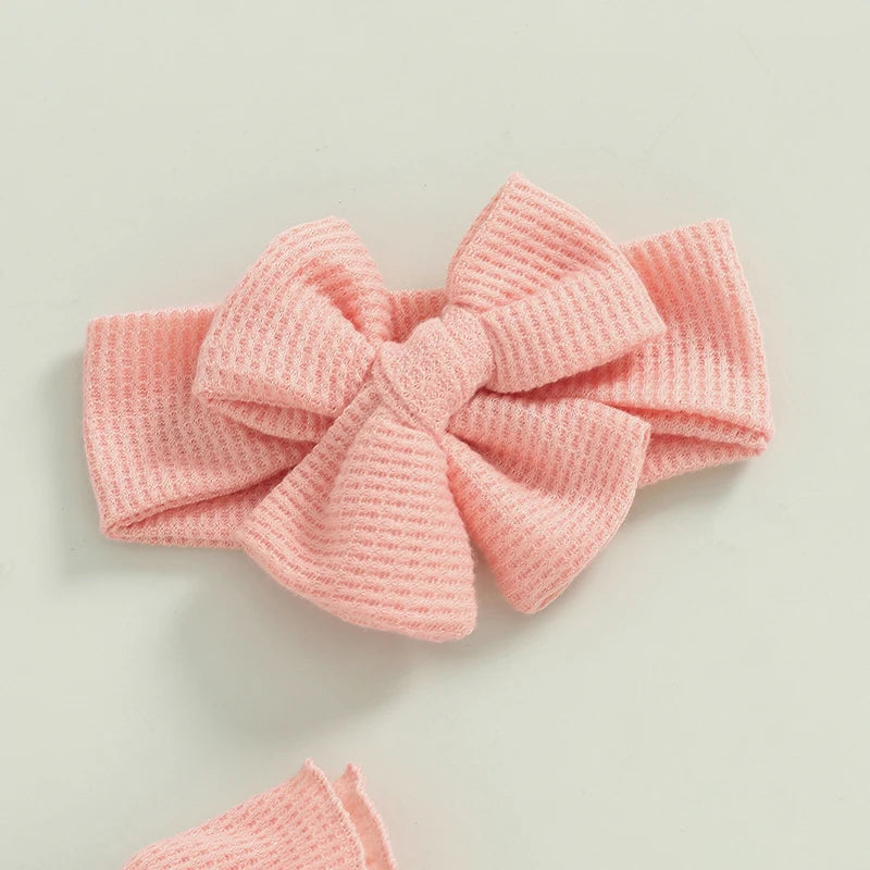 2024-05-11 Lioraitiin Baby Girls Outfit, Long Sleeve Crew Neck Frills Zipped Contrast Color Footies and Headband Fall Clothes