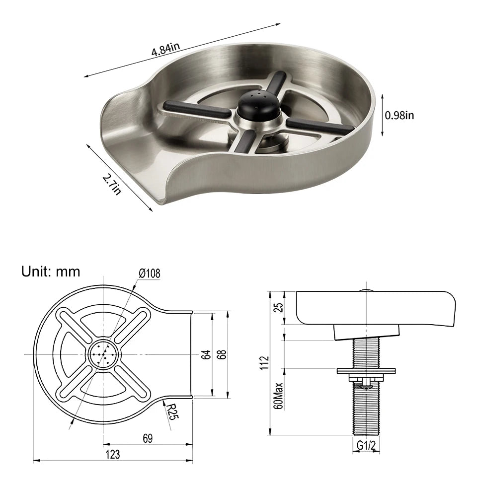 VGX Automatic Cup Washer Rinser Glass Cup Washer Bar Beer Milk Tea Cup Cleaner Faucet Stainless Steel 304 Kitchen Accessories