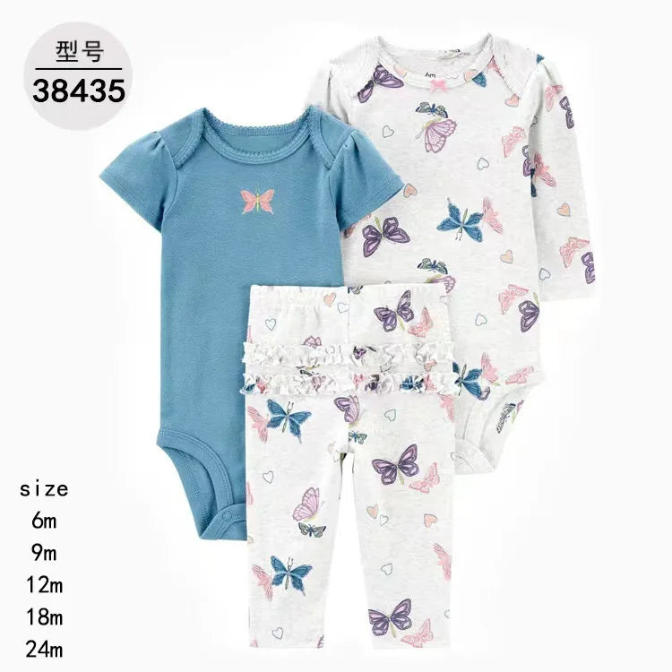 3Pcs Baby Clothes Set Cartoon Bodysuits Pp Pant Fashion Newborn Cotton Jumpsuit Pants Kids Toddler Rompers Clothing 6-24M