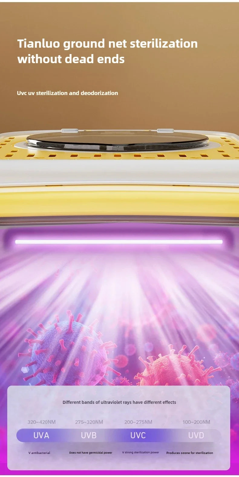 2.0Cat litter box special ultraviolet lamp long-term sterilization，UV all-round irradiation