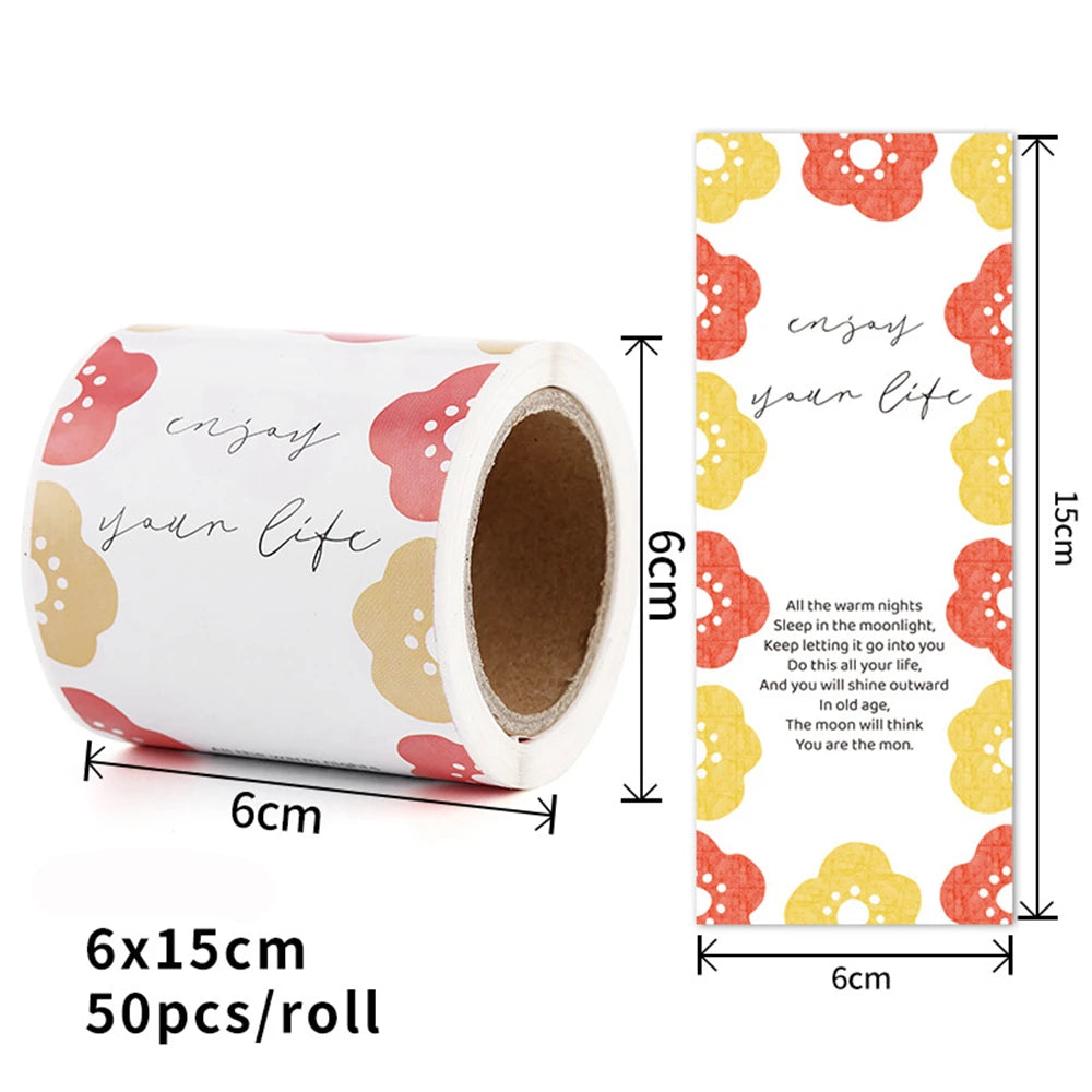 50pcs Flower Thank You Stickers Seal Labels For Gift Or Commodity Decor Stickers Small Business Packaging Sealing Stickers
