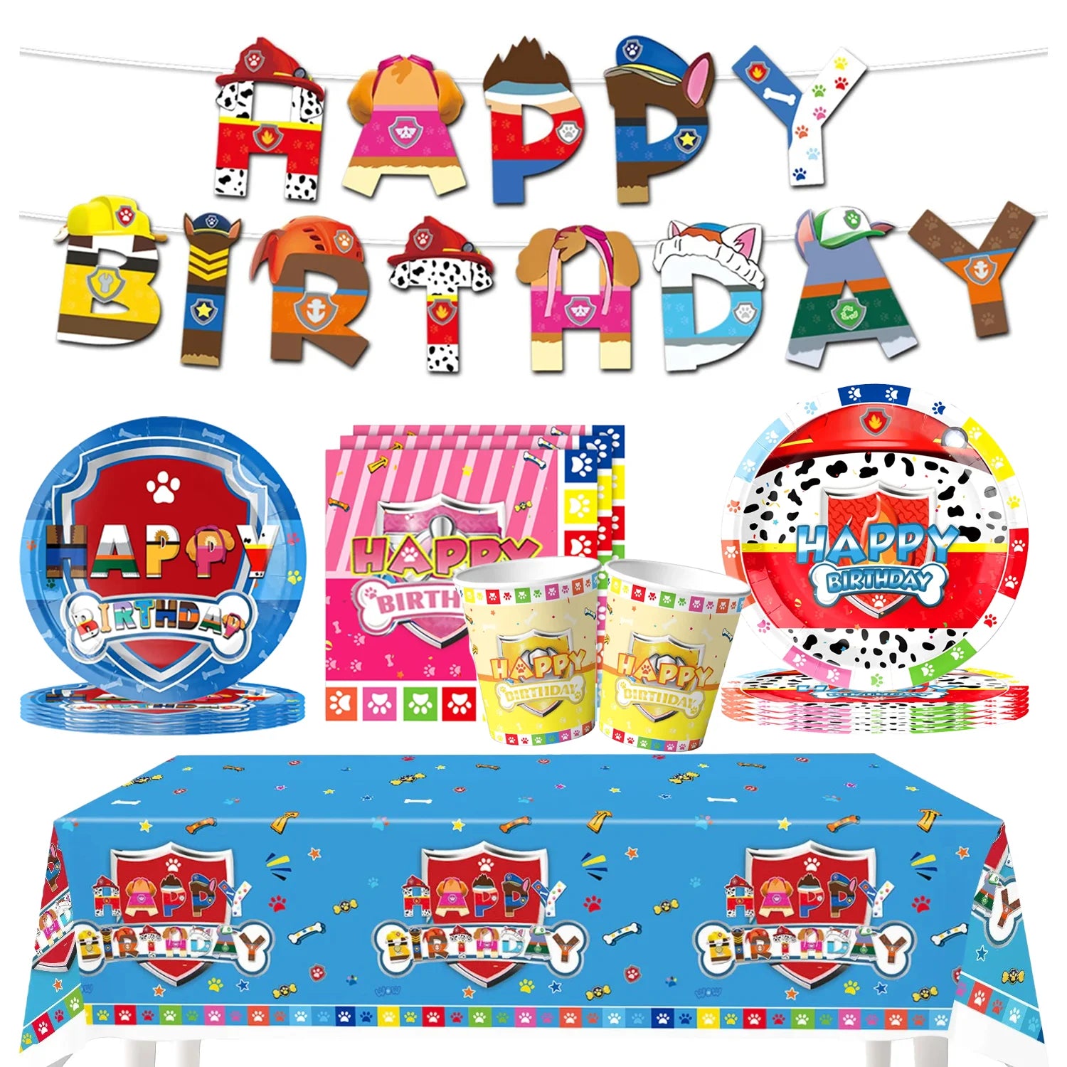 New Paw Patrol Birthday Party Decor Dogs Skye Disposable Tableware Tablecloth Plate Cup Gift Bag Kids Boy Favor Gifts Kids Toys