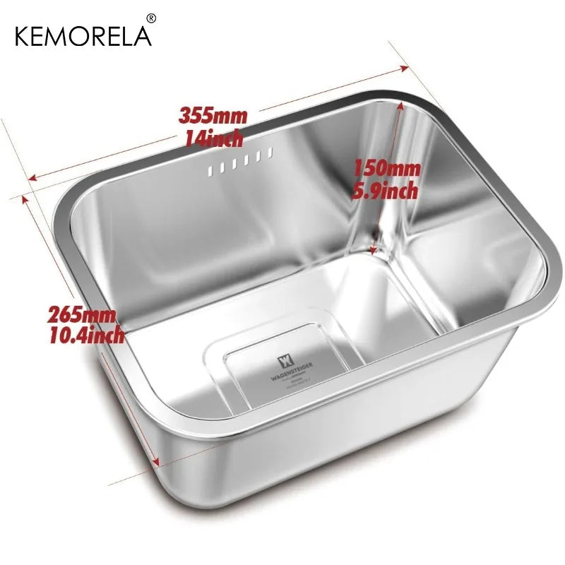 Portable Washing-up Bowl 10L Large Stainless Steel Dishpan, Multipurpose Kitchen Sink Bowl Dish Tub Vegetable Washing Basin