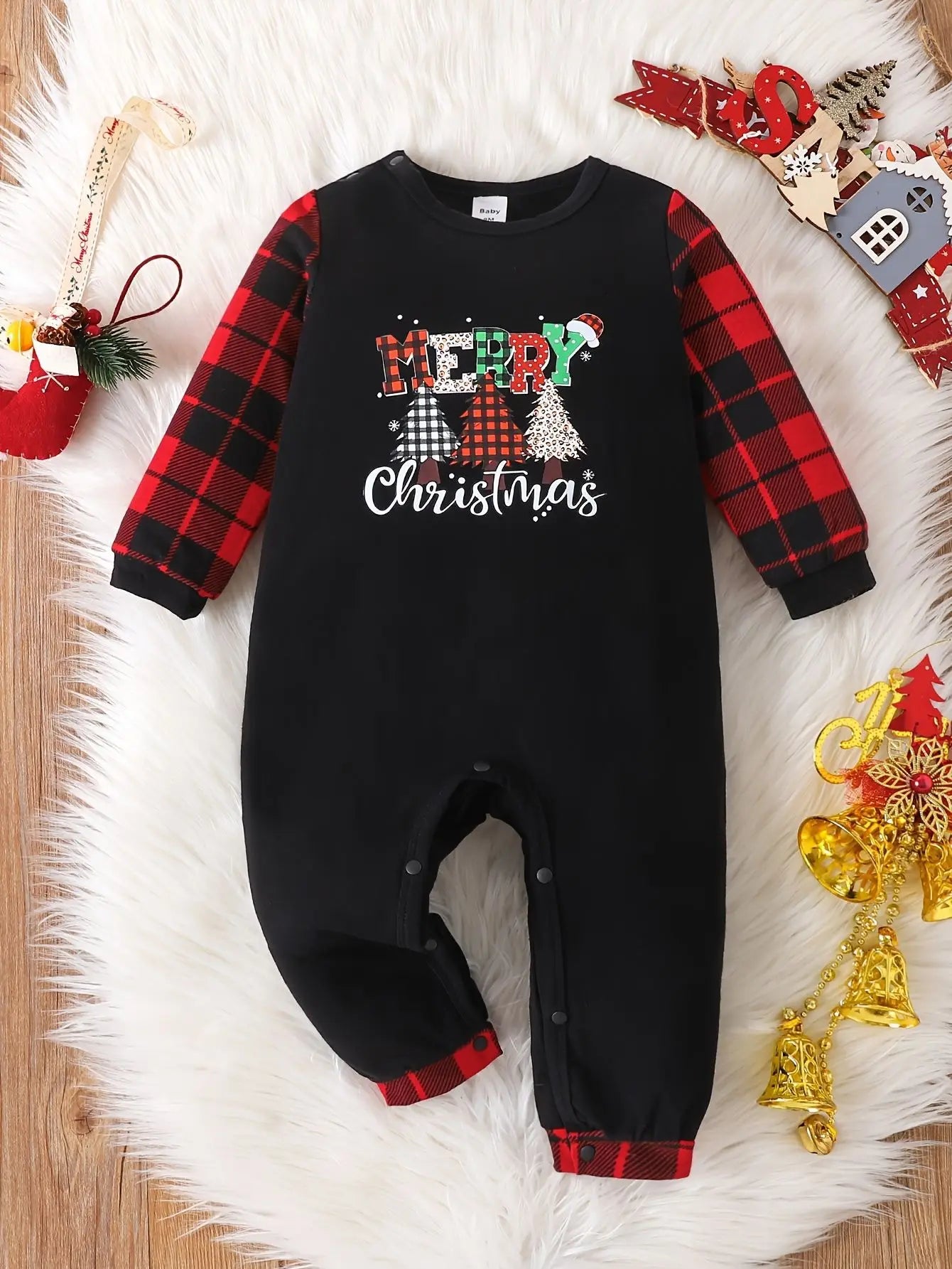 Prowow Baby Christmas Clothes 2025 Cartoon Pattern Green Romper Xmas Jumpsuit For Kids Newborn New Year Baby Costume Boy Girls