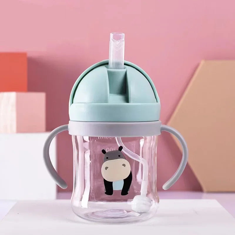350/250ml baby straw cup cute cartoon anti-choking water cup kindergarten children gravity ball water cup gift